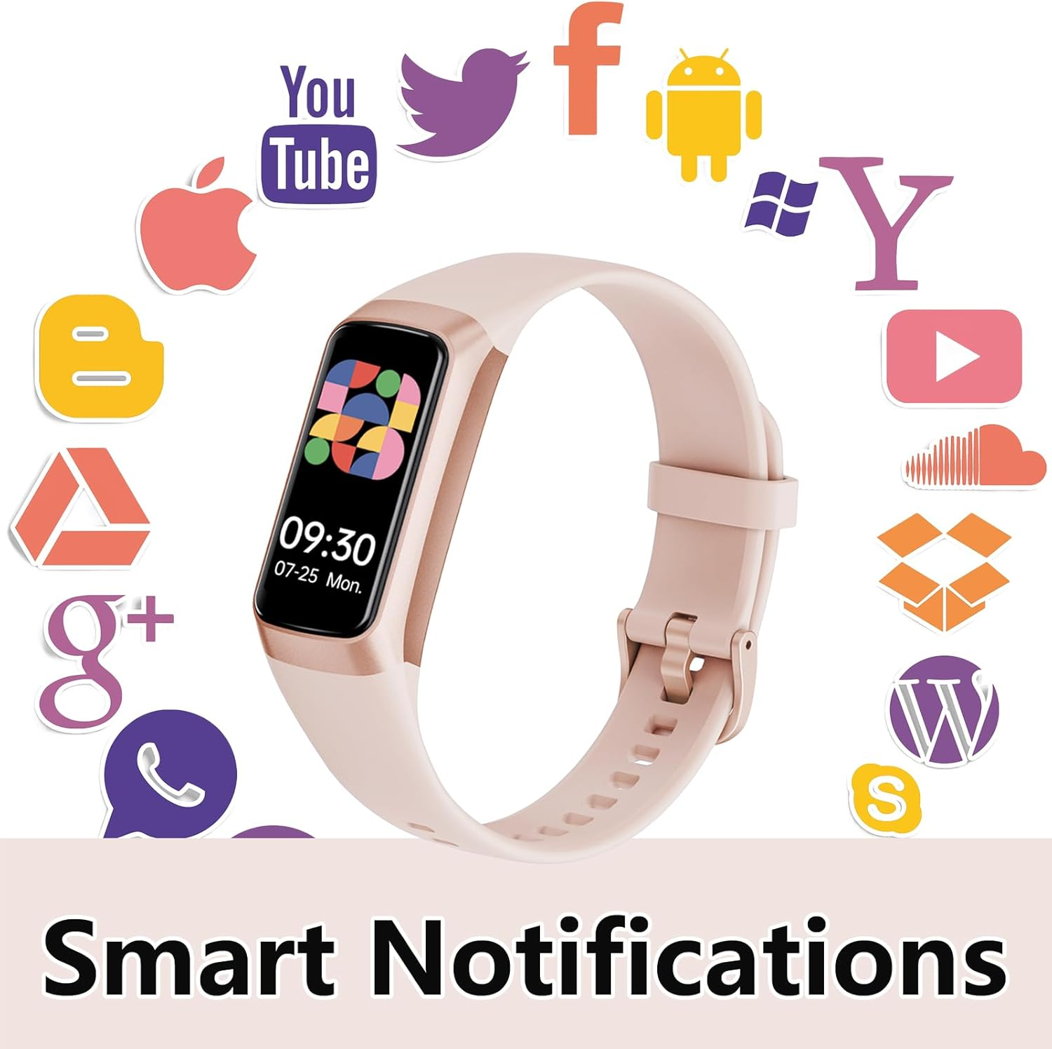 Fitness Tracker with Heart Rate Monitor, 1.1" AMOLED Screen Smart Watch, Activity Tracker, Pedometer, Sports Bracelet with Calorie Counter, Sleep Monitor, 5ATM Waterproof for Women Men (Pink) image number 4