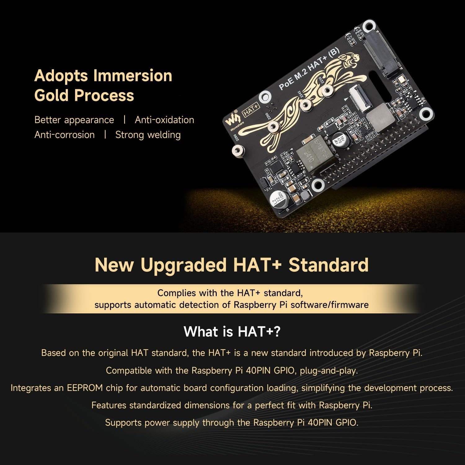 Waveshare Pcie to M.2 Adapter with Poe NVME Function (B), Compatible with Raspberry Pi 5, Supports 2230/2242 / 2260/2280 POE Nvme Protocol M.2 Solid State Drive, High-Speed Reading/Writing