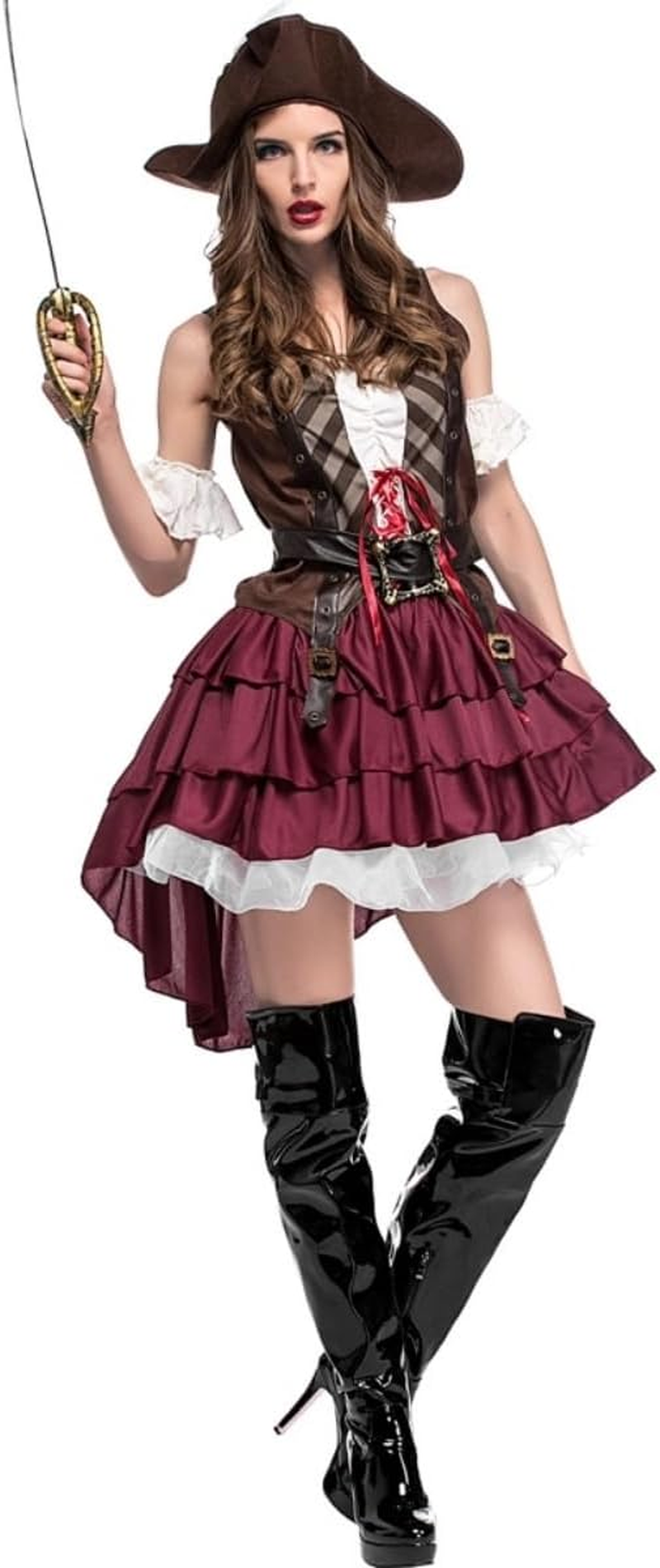 Costume Bay Women'S Sexy Pirate Costume Polyester Adventurous Seas Caribbean Swashbuckler Pirate Outfit Party Halloween Event Masquarade Cold Sultry Dress image number 3