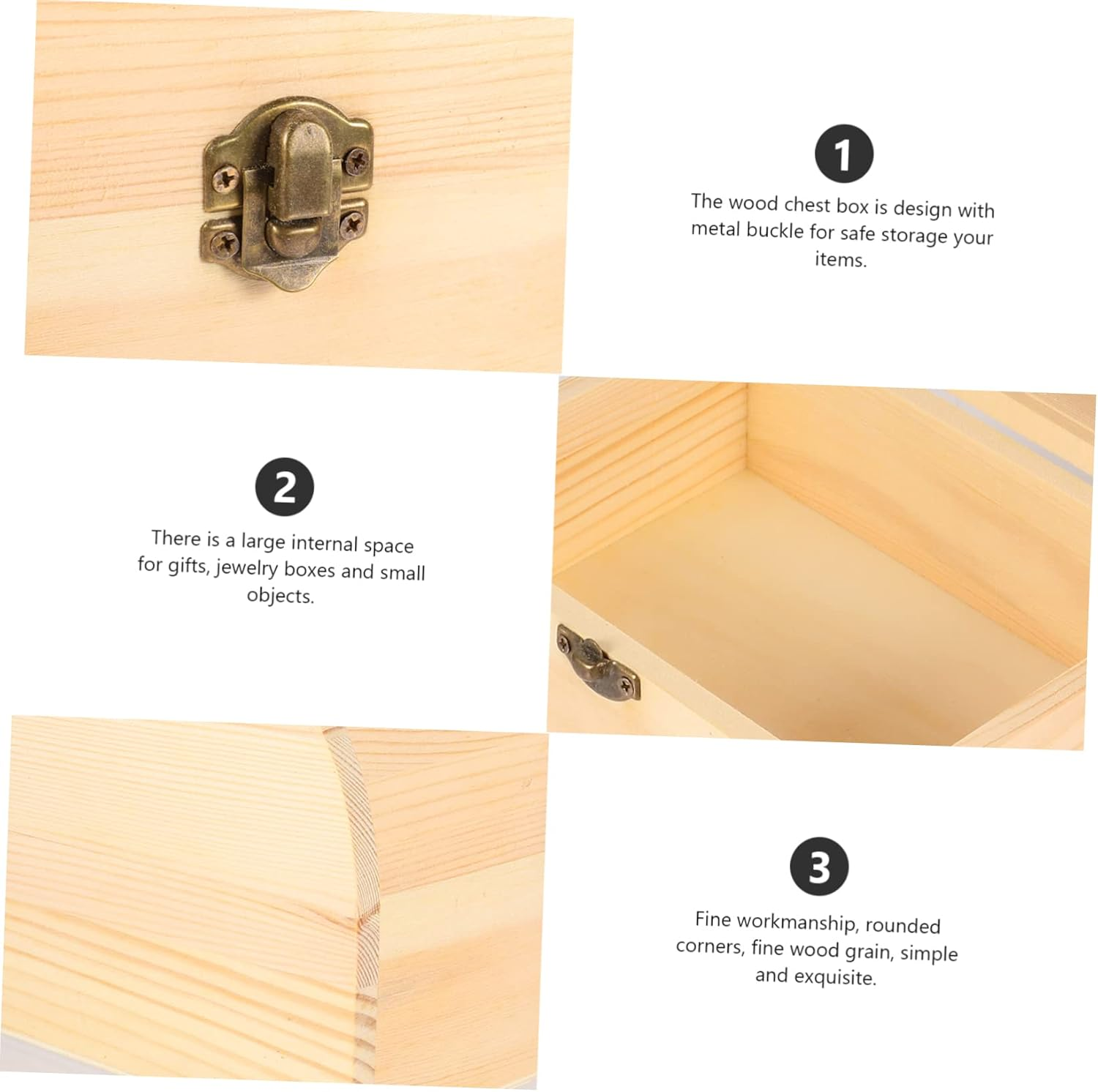 Mobestech Solid Wood Treasure Box Large Storage Box Lids Toy Storage Wooden Chest Desktop Organizer image number 1