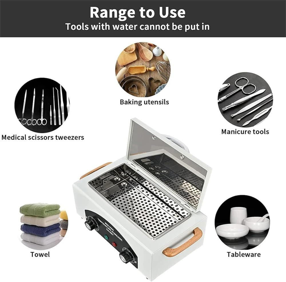 Partsable 2L 220V Dry Heat Sterilizer High Temperature Nail Tool Sterilizer W/Timer CH-360T Salon Equipment for Sundry Beauty Hair Metal Tools 300W with Handle