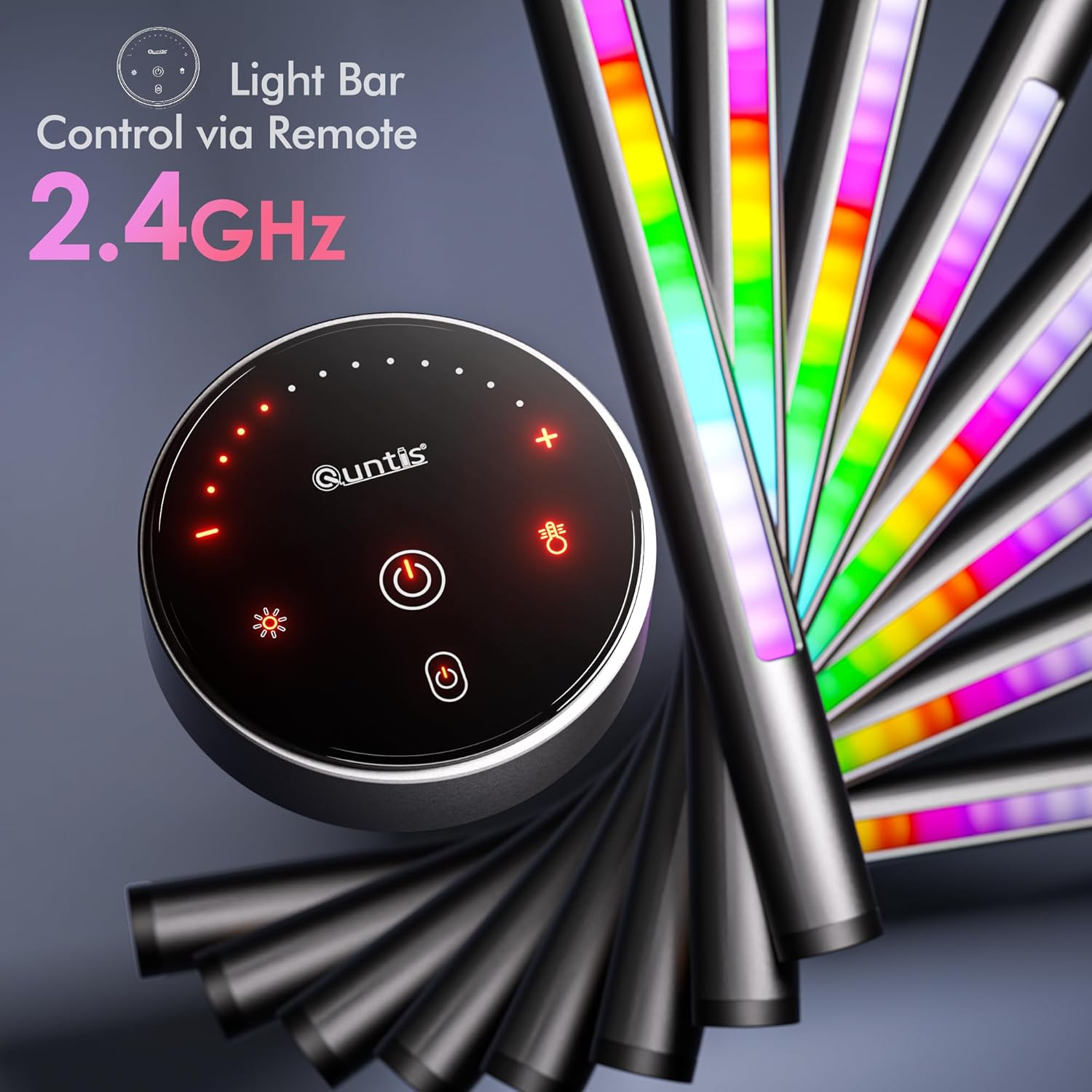 Quntis RGB Pro+ Monitor Light Bar with Remote, 15 Modes Gaming Backlight, 4 Colors & Brightness Dimmable Fronlight, 51CM Ra95 Eye-Care Monitor Lamp, No Screen Glare, Upgraded Clip for All Monitor