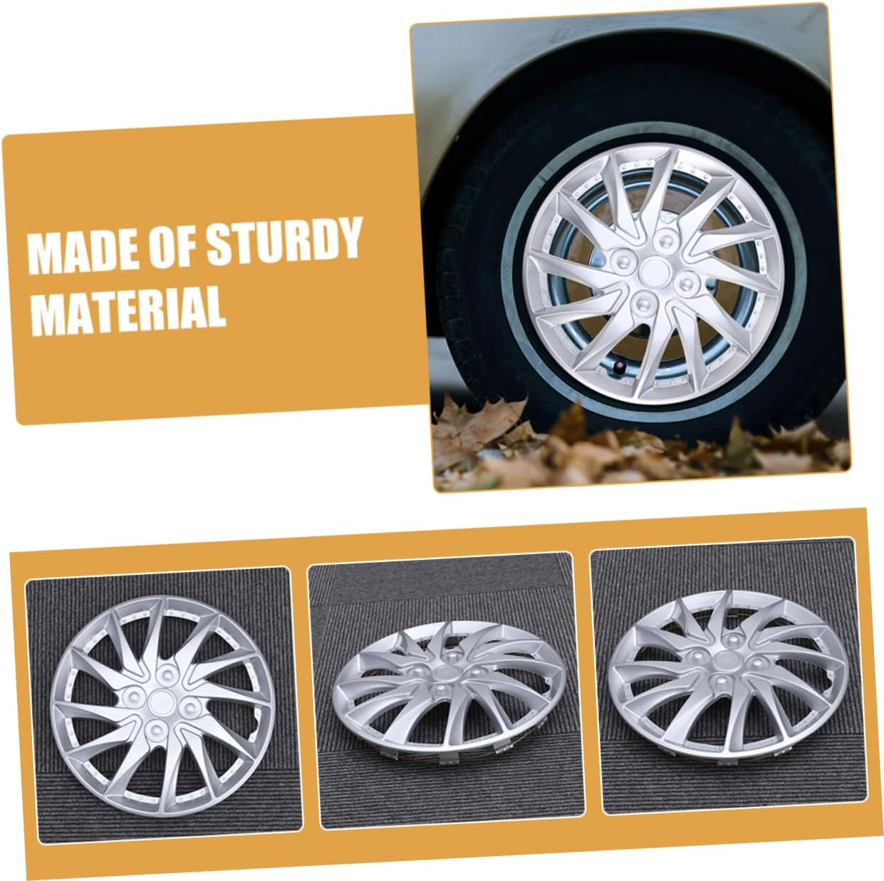 Zerodeko 2Pcs 14-Inch Silver Automotive Wheel Hub Caps Car Hubcovers for Vehicles Decorative Hubcaps for Cars Compatible with Standard Wheels image number 1