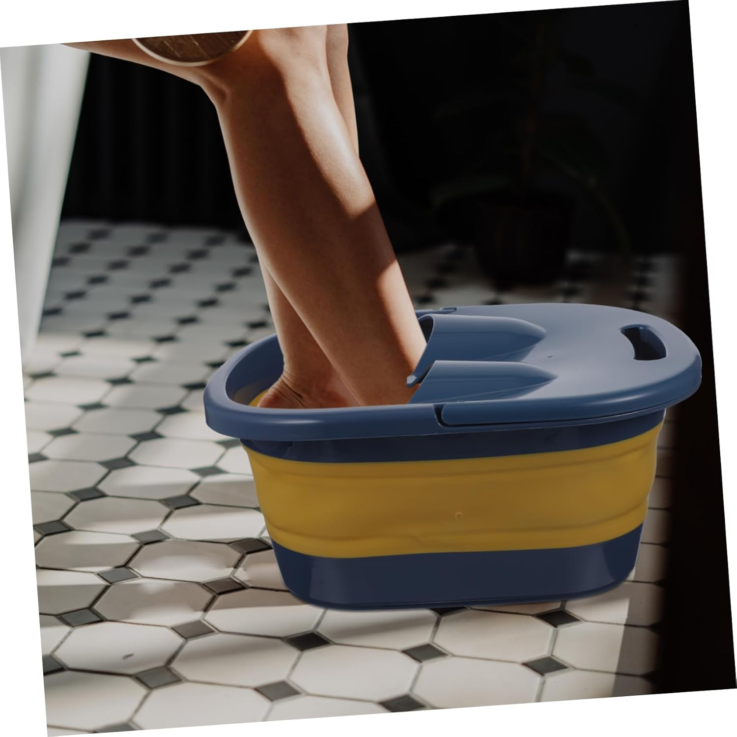 Beatifufu Folding Foot Bath Bucket Foot Soaking Basin Multi-Use Soaking Basin Camping Washer Spa - Blue image number 6