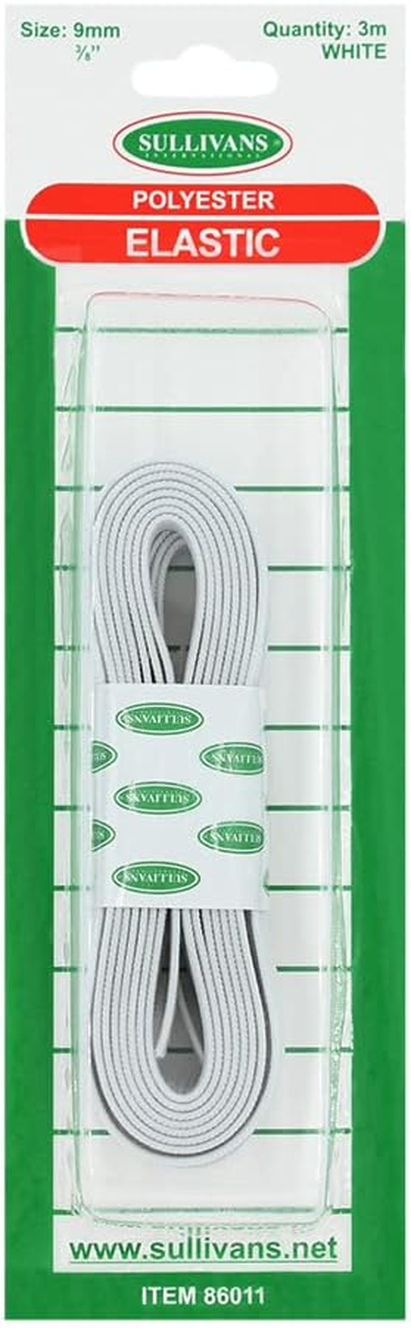 Sullivans Polyester Elastic, 3 Meter Length X 9 Mm Width, White