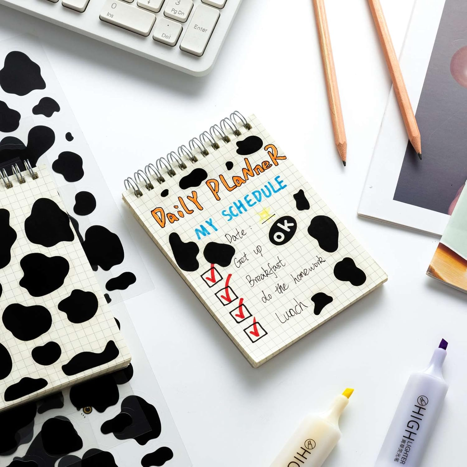 600Pcs Cow Print Stickers, Self-Adhesive Wall Decals Vinyl Print, Black Waterproof Animal Stickers for Cow Themed Bathroom, Nursery, Bedroom and Living Room Wall Decor image number 5