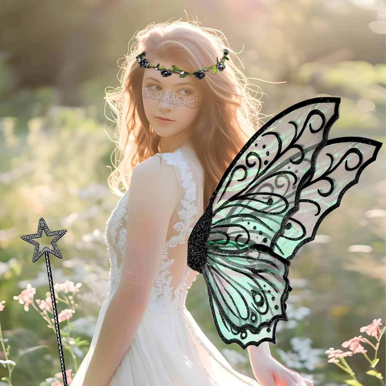 Fairy Wings for Adults, Fairy Costume for Women Girls, Butterfly Angel Wings Halloween Costume Christmas Favor Wedding - Pink image number 6