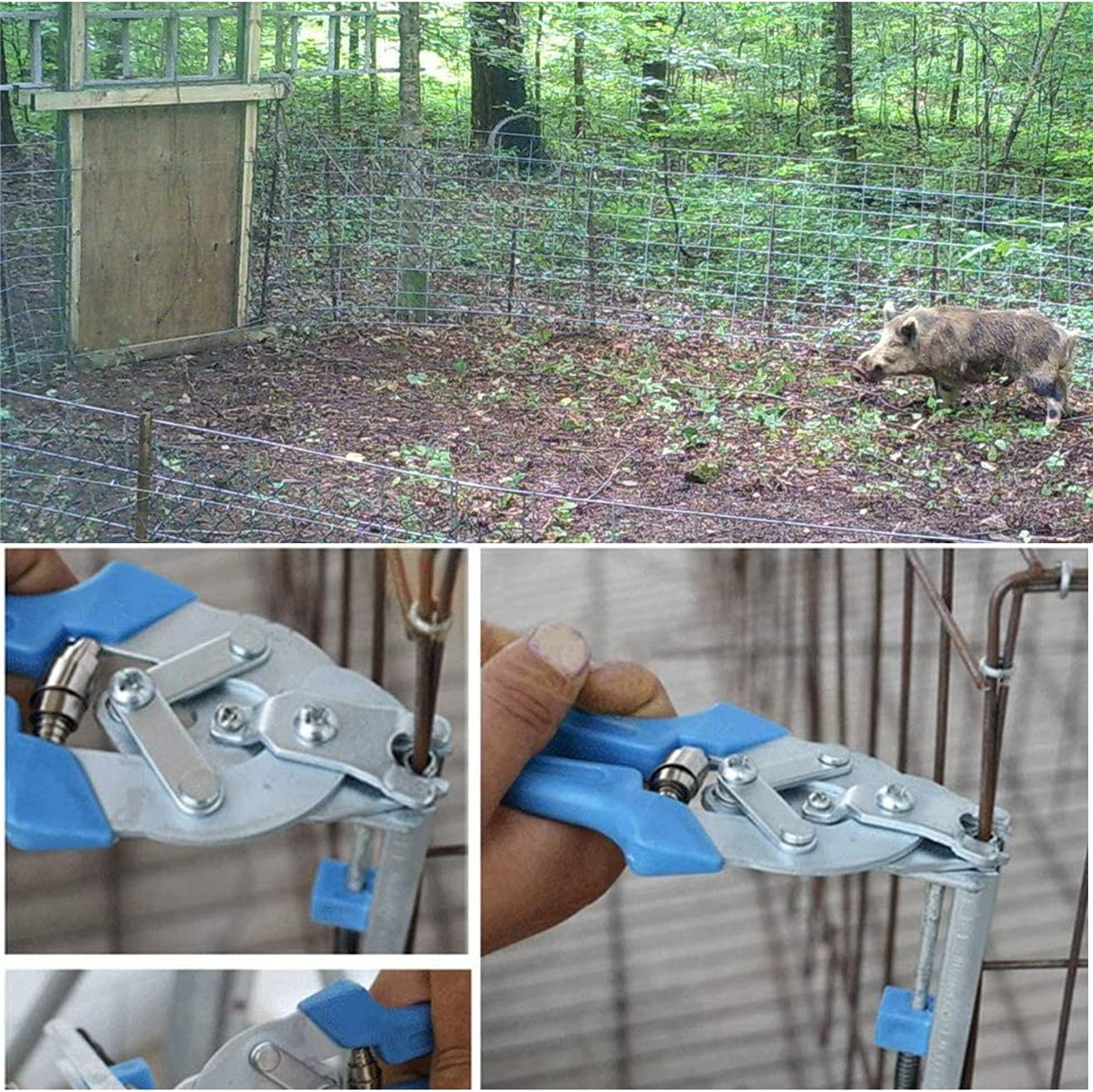 WOMOUR Type M Nail Ring Pliers - Hog Ring Chicken Duck Goose Dog Cat Rabbit Kit Clamp with Nail Groove for Animal Cages/Wire Fencing, Repair Hand Tools with 600 Pcs Galvanized Steel Rings image number 1