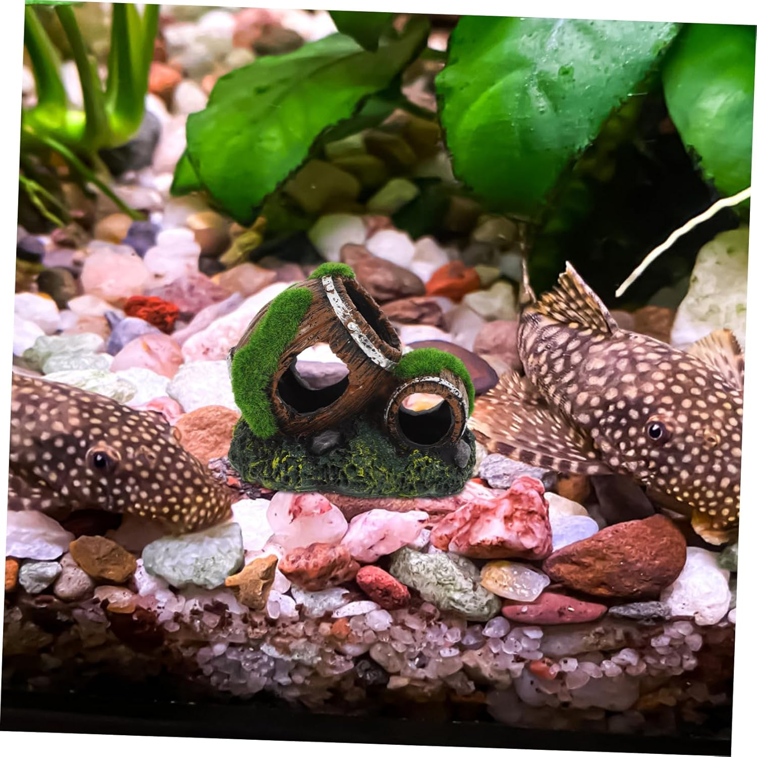 JUMPLAWN Aquarium Decorations Resin Barrel Ornament Unique Fish Tank Hideout for Freshwater and Saltwater Fish and Easy to Clean Small for Cozy Aquatic Landscaping image number 3