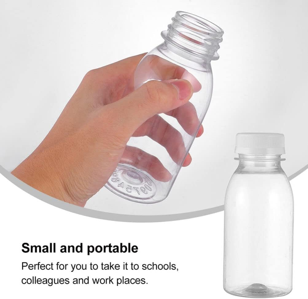 10 Pcs Empty Juice Bottles,100Ml Portable Bottle, Reusable Clear Drink Containers with Lids for Juicing, Smoothie, Milk, Drinking
