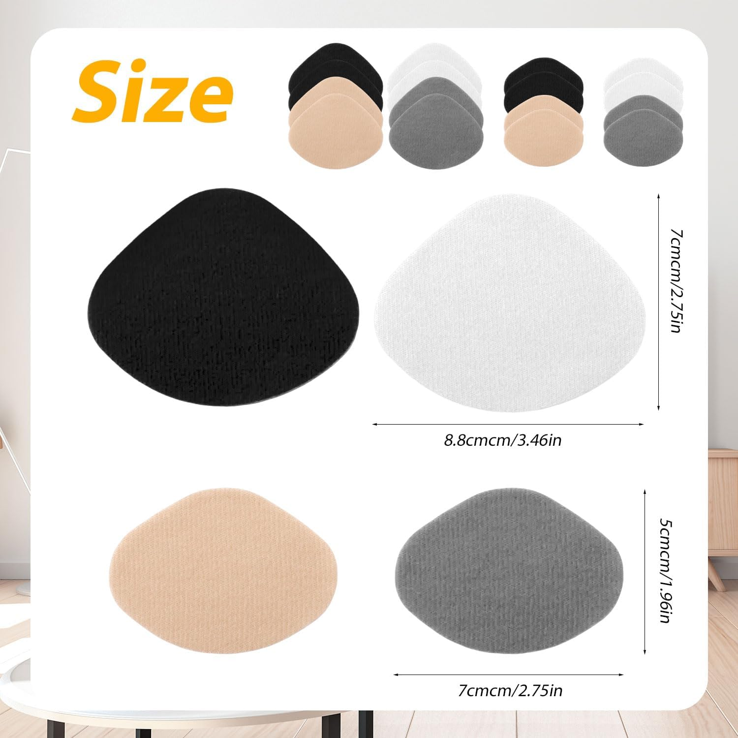 Gosknor 8 Pairs Shoe Patches for Holes, 4 Colors Patches for Shoes Lint Cloth Shoe Hole Repair Patch for Sneakers Mesh Shoes Leather Shoes, Black, White, Gray, Skin, Medium image number 5