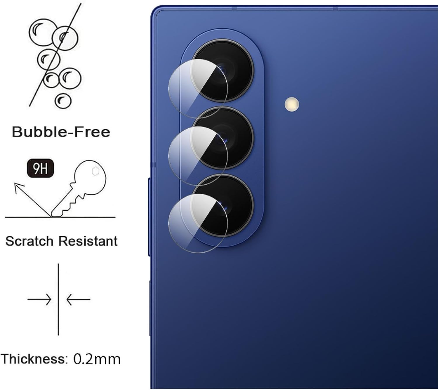 GIOPUEY Ultra Thin Pack of 4 Camera Protection Compatible with Samsung Galaxy Z Fold 7, HD Camera Glass Screen Protector [Scratch-Resistant] Camera Protector image number 3