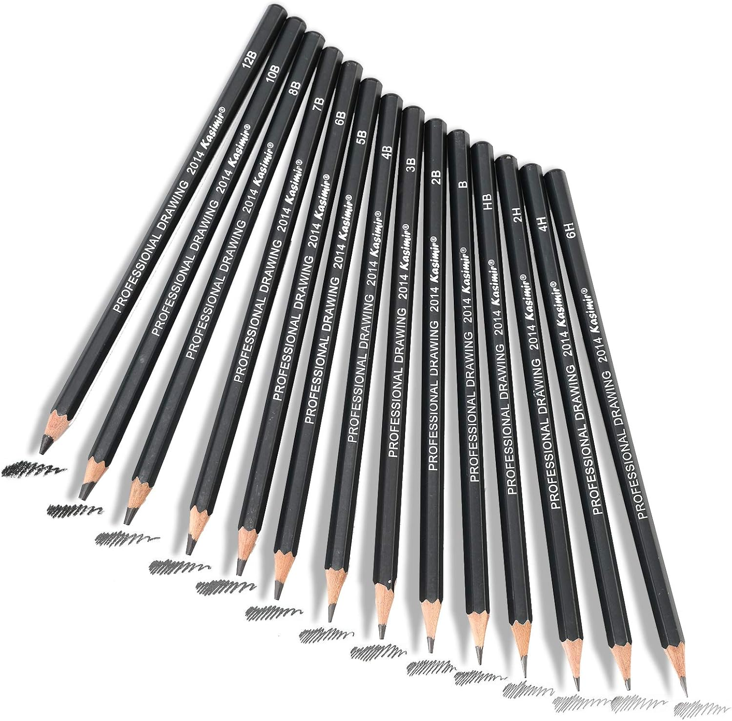 NASHRIO Professional Kids & Adults Drawing Sketching Pencil Set, 14 Pcs Art Pencils,12B 10B 8B 7B 6B 5B 4B 3B 2B B HB 2H 4H 6H Artist Pencils, Pencil Set with Pencil Case, Pencil Sharpener and Eraser. image number 4
