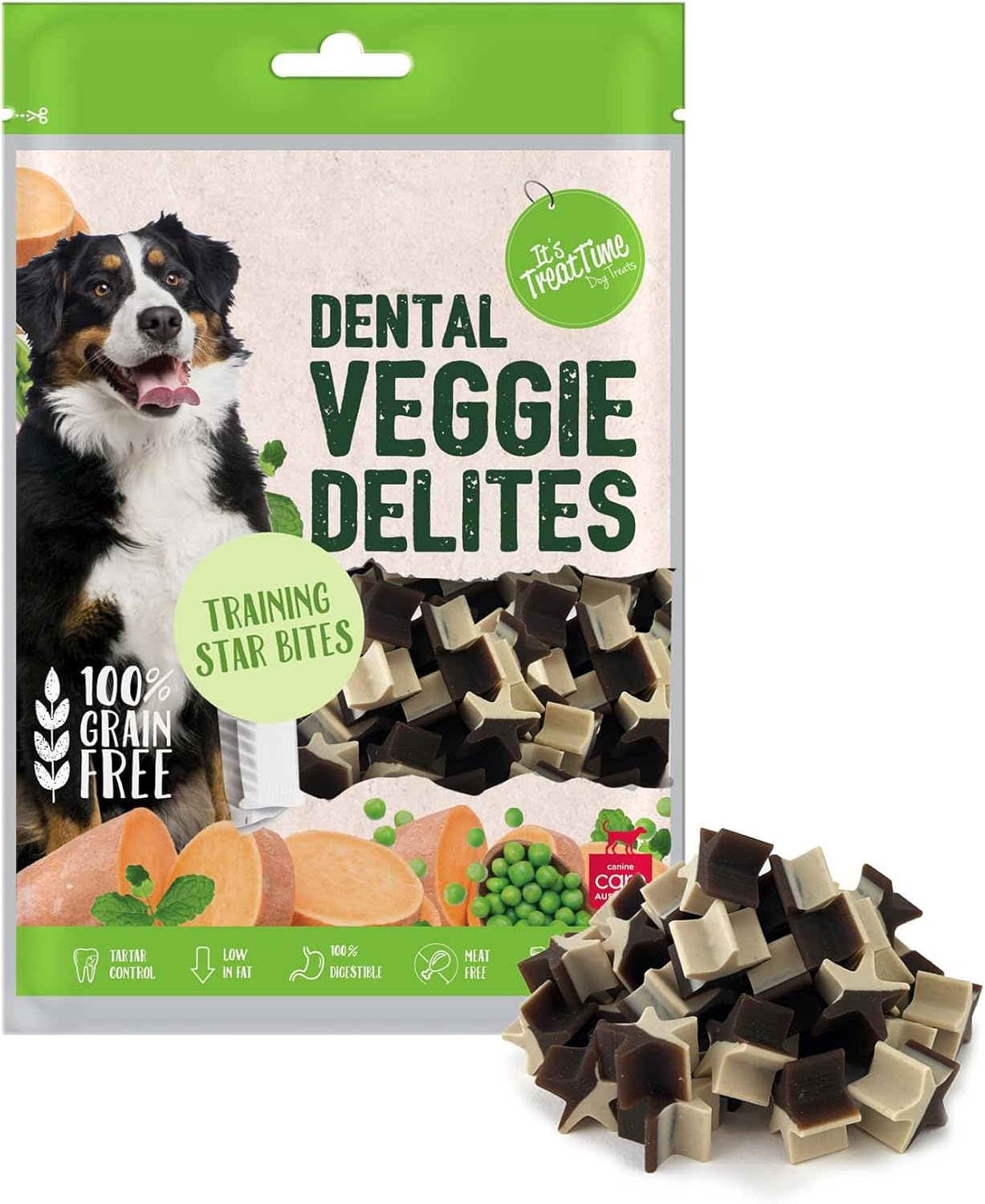 It'S Treat Time Veggie Delites Training Star Bites, 100G, Dental Treat, 100% Grain Free, Real Sweet Potato, Meat Free, 100% Digestable, Tartar Control, Suitable for All Dogs image number 3