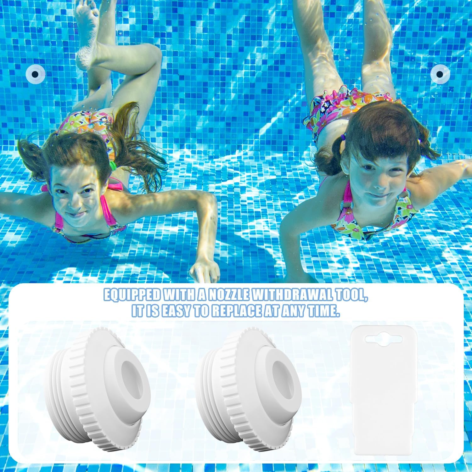 2 X Pool Jet, 3/4" Pool & SPA Replacement Parts with 1/2" Adjustable Swivel Eye White Color Pool Return Accessories with Removal Tool image number 4