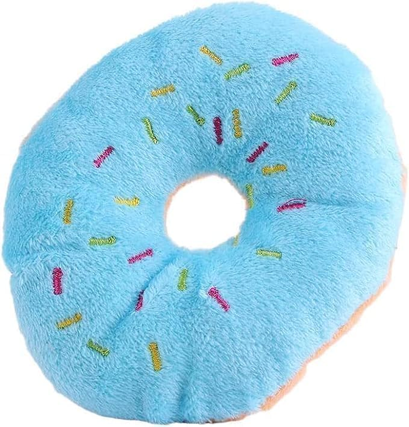 2 PCS Blue Donut Shape Plush Pet Toy Funny Dog Toys,Lovely Donut Shaped Squeaky Squeaking Sound Toy for Pet Chew Toy Squeaky Plush Blueberry Chew Guard Dog Squeak Toys image number 5