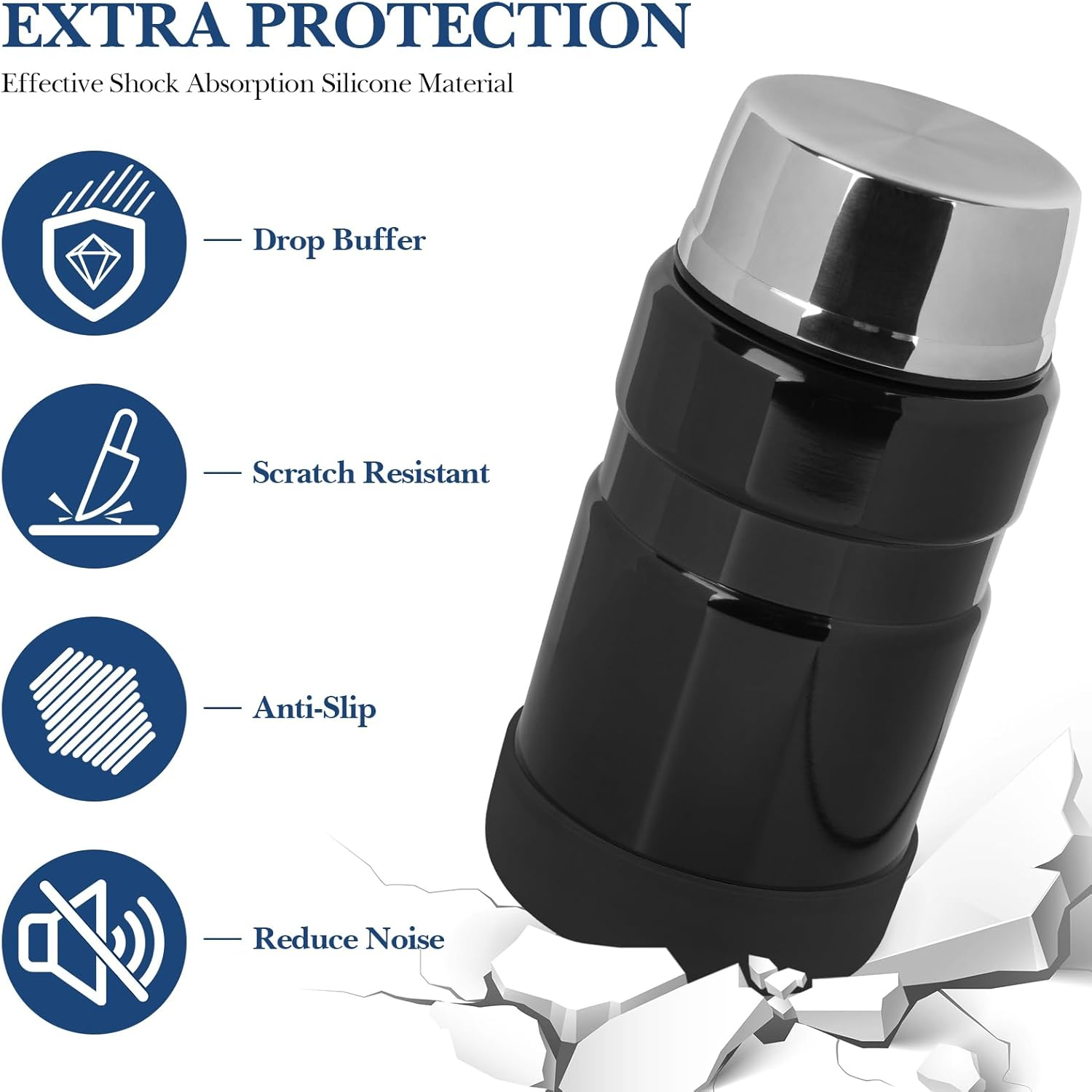 Linkidea 2 Pcs Silicone Bottle Bottom Boot, Anti-Slip Bottle Bottom Sleeve Cover, Lightweight Bottom Boot Compatible with Thermos 24Oz, HYDRAPEAK, BIDAKID, Wolff (Black)