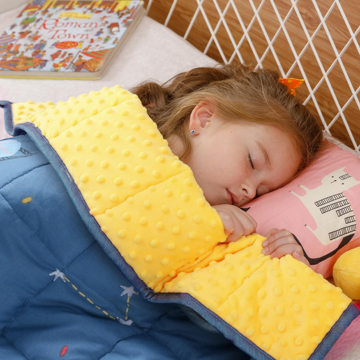 Buzio Weighted Blanket for above 7-14 Years Old Children, Blue Car World