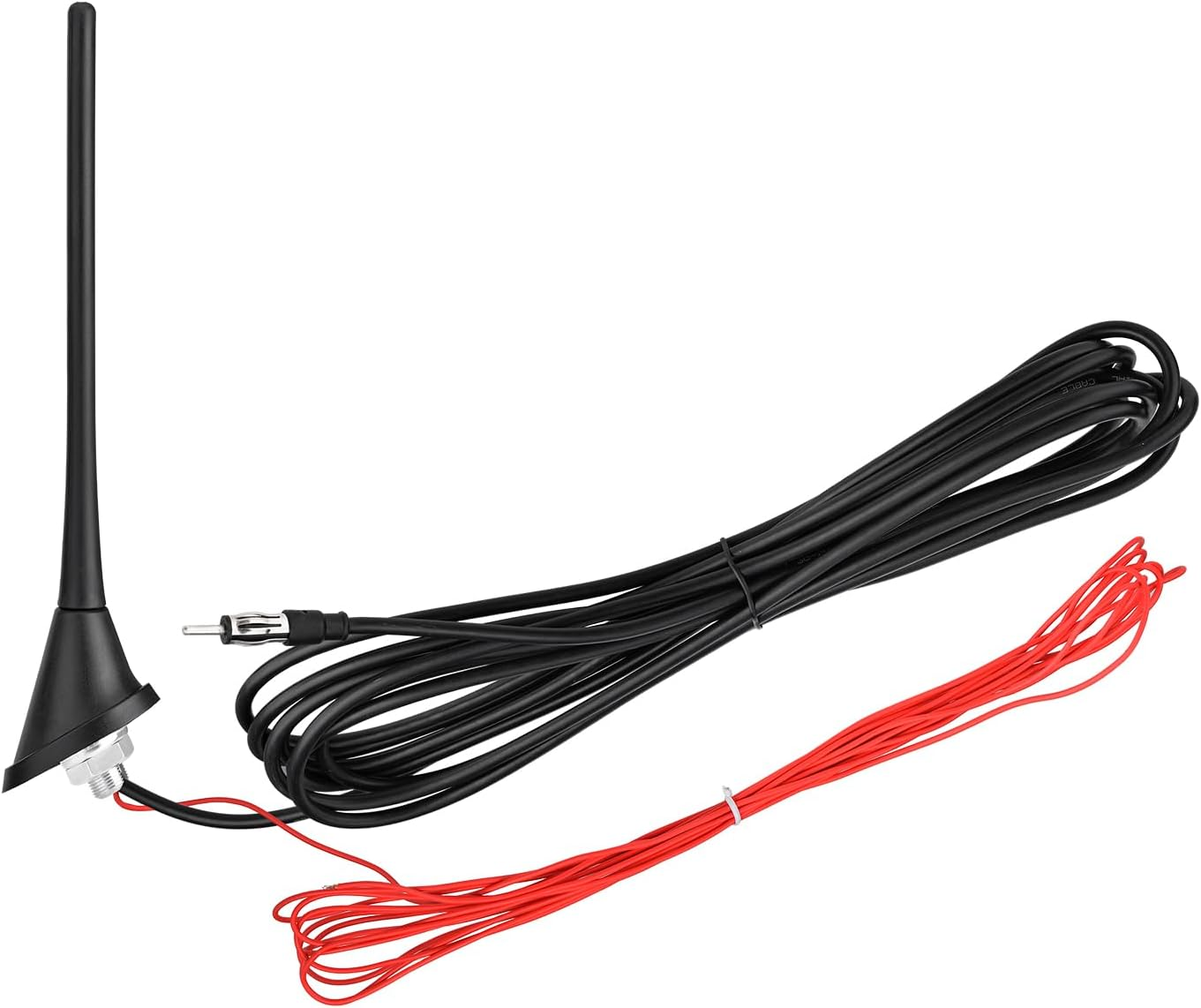 Eightwood Car Stereo AM FM Radio Antenna, Universal Roof Mount Antenna Replacement with Mount Base 16Ft Extension Cable for Vehicle Car Truck Stereo Receiver Head Unit FM HD Radio