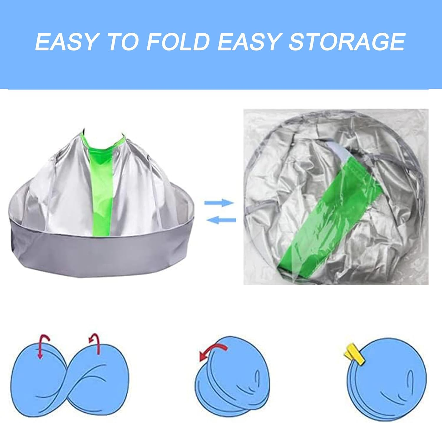 Waterproof Foldable Hair Cutting Cape with Umbrella Hair Catcher - Salon & Home Barber Cloak for Stylists, Men Women, Easy Clean Nylon image number 4