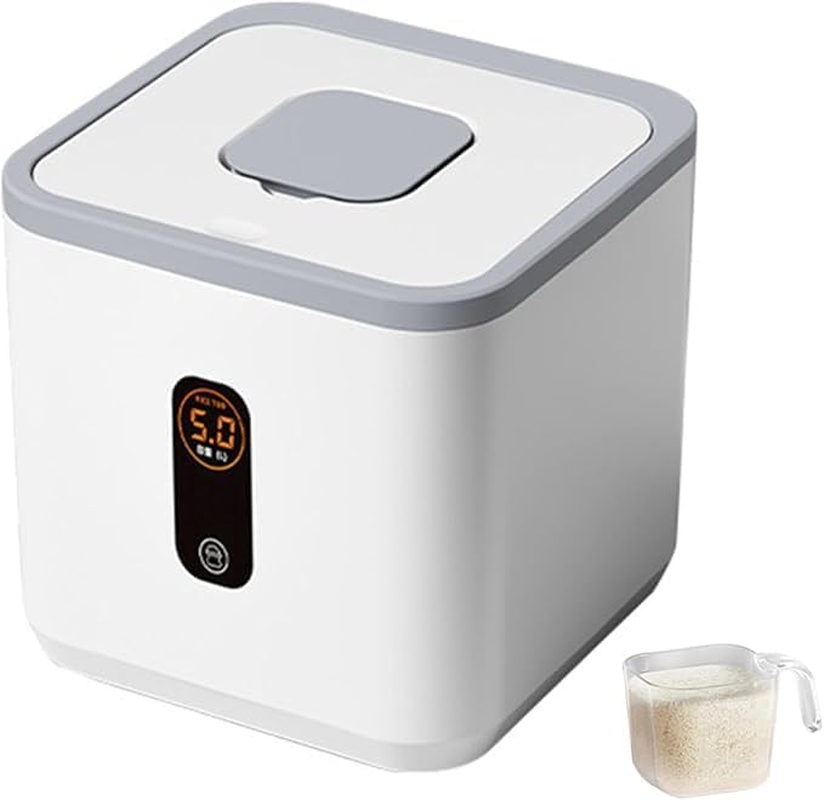 Roczential Large Capacity Rice Container, Food Dispenser Measuring Cup, Rice Storage Container 5Kg Airtight, Cereal Dry Food Flour Bin, Pantry Organization Bin for Sugar Pasta Soybean Corn image number 1