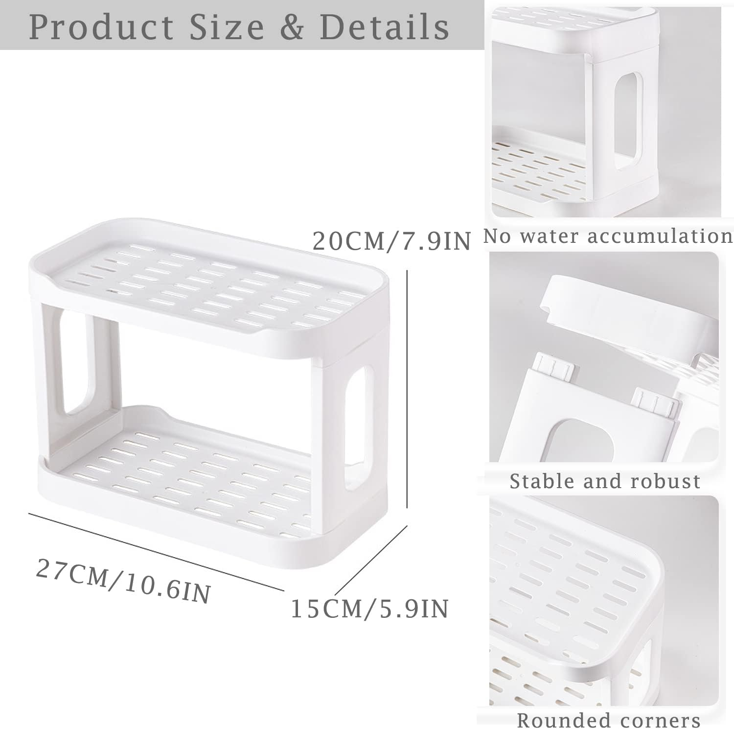 HASPINH 2 Tier Makeup Organizer, Foldable Cosmetic Storage Display Box, Large Capacity Bathroom Countertop Organizer Shelf, Perfume Organizer, Vanity Organizer, Skincare Organizers, Kitchen, White image number 1