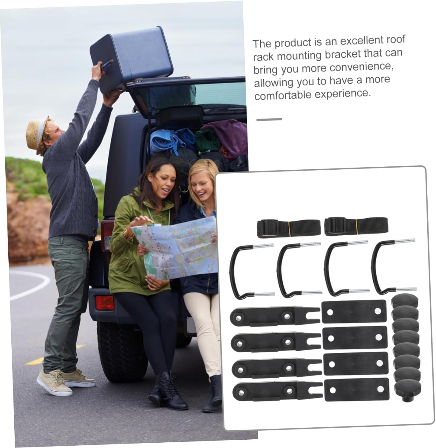 Universal Roof Box Clamps and Roof Rack Clamps Car Mounting Fitting for Cargo Carrier Rack Bolt Accessory Increases Friction for Secure Van and Car Rooftop Cargo Installation image number 1