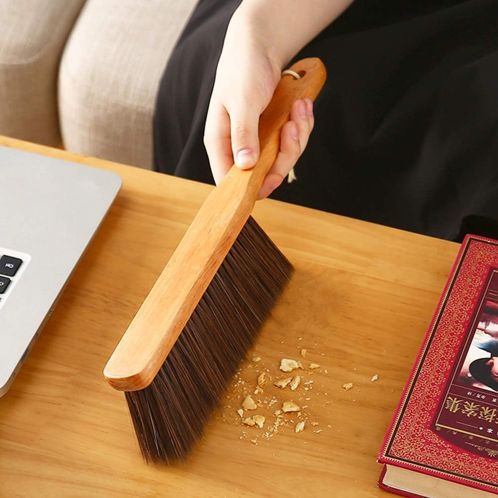 Soft Bristles Counter Brush with Wooden Handle, 2Pcs Wooden Handheld Dusting Brushes with Soft Bristles, Broom Bench Horse Hair Brush with Wood Handle,Horse Hair Brush Hand Broom Dusting Brush image number 3
