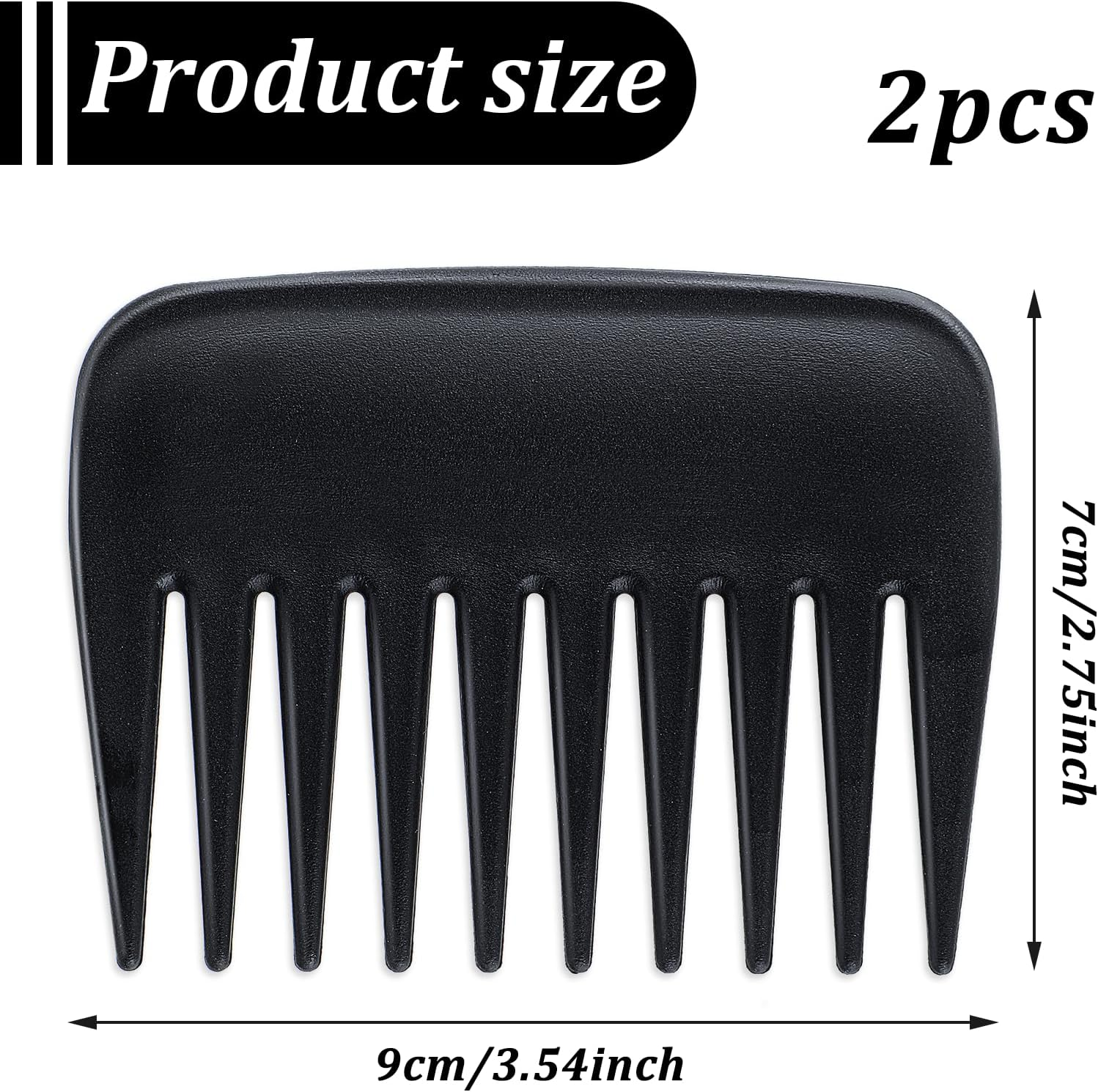 Hair Detangling Comb, 2 Pieces Mini Palm Combs Small anti Static Wide Tooth Combs Professional Streaker Brush Pocket Travel Hairstyling Comb for Men Women Thick Curly Wavy Wig Hair, Black image number 4