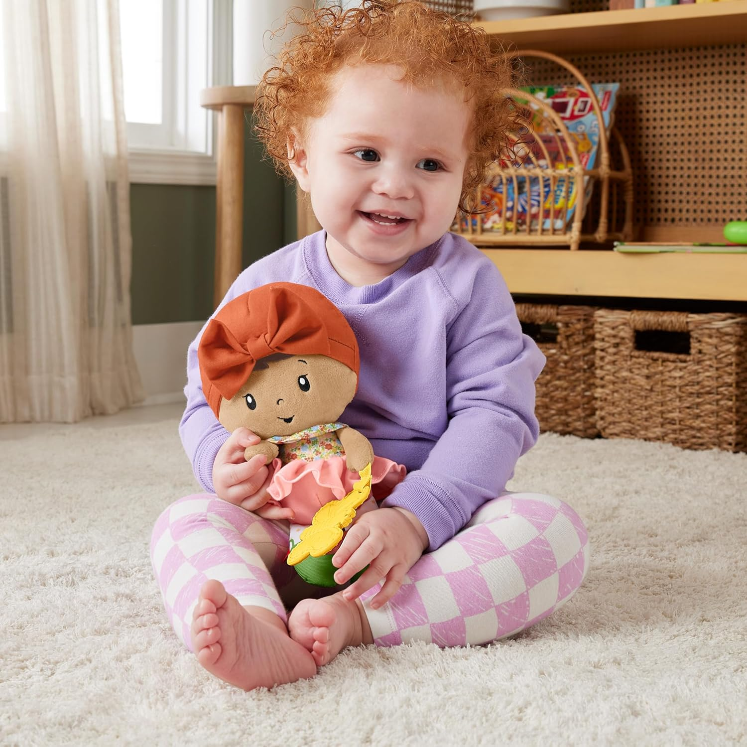 Fisher-Price Baby Sensory Toy Cuddle & Chime First Babydoll for Infants Ages 6+ Months, Each Sold Separately image number 2