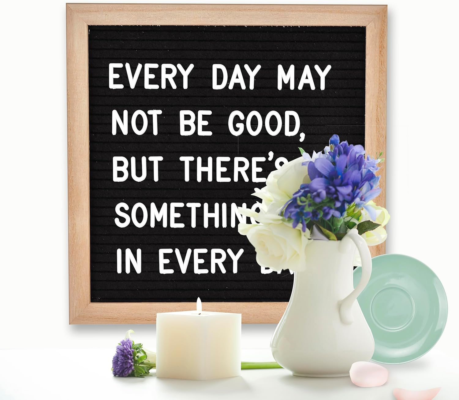 Felt Letter Board with 294 Letters, Numbers, Symbols - 10X10 Inch Changeable Message Board with Wooden Frame Wall Mount (Black) - Brown image number 4