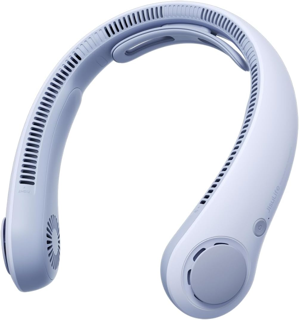 JISULIFE Portable Neck Fan Upgraded, Neckbrace Personal Hands Free, 5 Speed Gears Adjustment, 5000 Mah Wearable Bladeless Quiet Rechargeable for Outdoor Indoor, Gifts for Women Men- Black