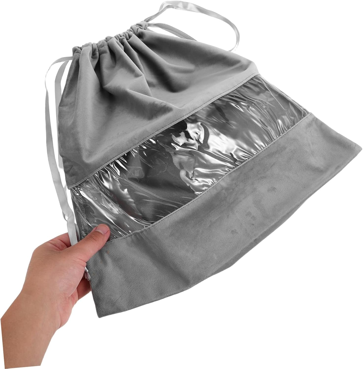 HEATSHAKING Travel Hair Dryer Bag with Transparent Dustproof Design Lightweight Drawstring Pouch for Safe Storage of Hair Tools Underwear and Small Accessories Portable Organizer for Travel - Grey image number 4