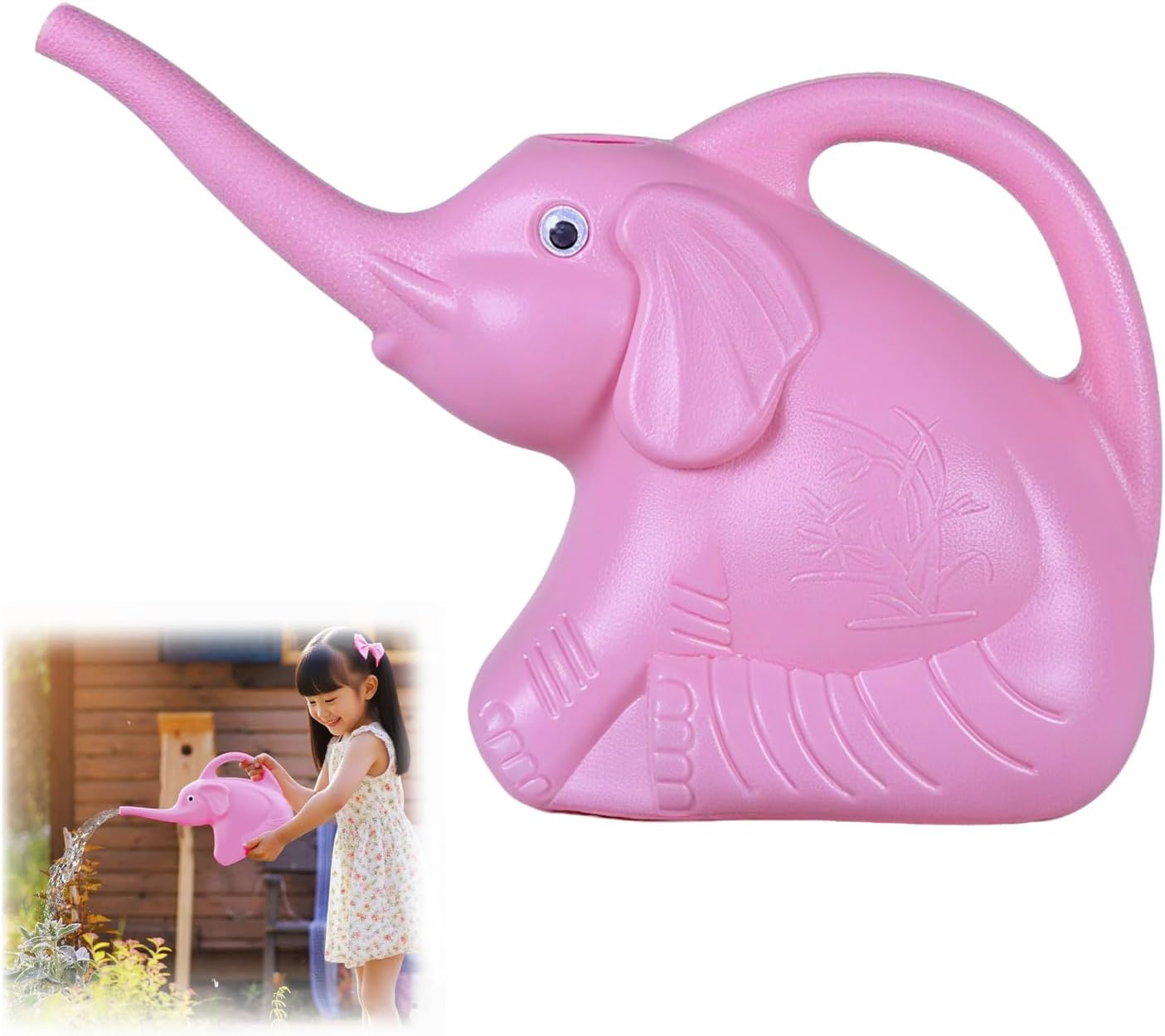 Xinghonyac Cute Watering Can, Elephant Shaped Watering Can with Long Spout, Creative Plant Watering Bottle, Lightweight Gardening Tool for Indoor Outdoor Planters (Pink)
