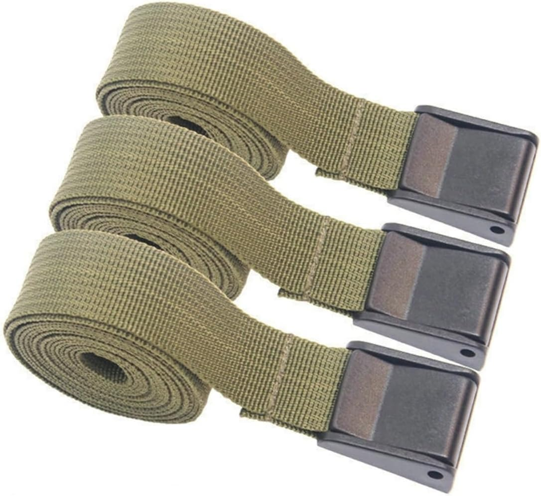TIDTALEO 3Pcs Military Green Cargo Lashing Straps with Quick-Release Buckle, 25Mm X 2.1M Tie down Straps for Camping, Luggage Fastening, and Outdoor Cargo Securing image number 2