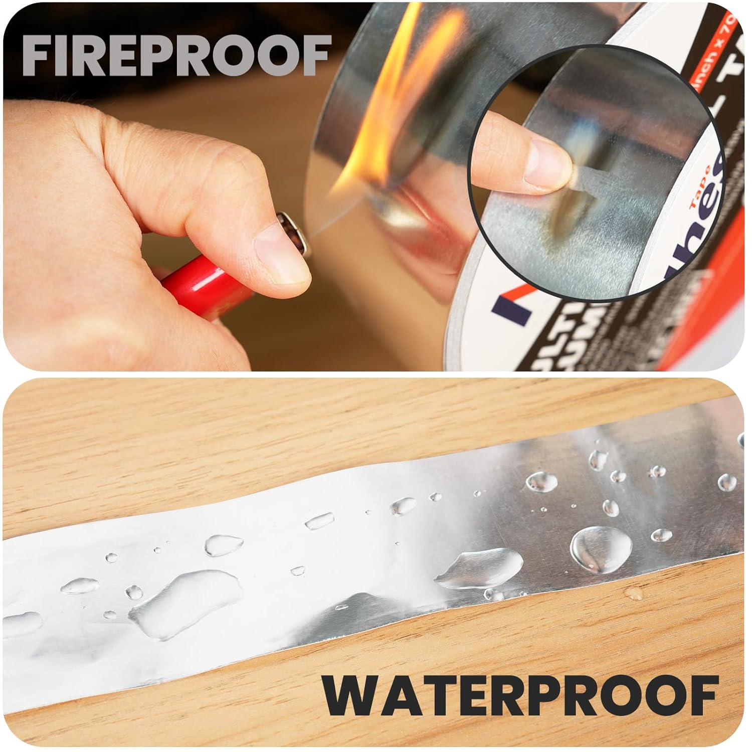 ADHES Aluminum Foil Tape 100Mm X 64M, Heat Reflective Tape 4" X 210Feet Metal Duct Tape Heat Resistant Tape Insulation Heat Shield for Insulation, Dryer Vent, Ductwork, HVAC, Air Ducts, Exhaust Hose image number 3