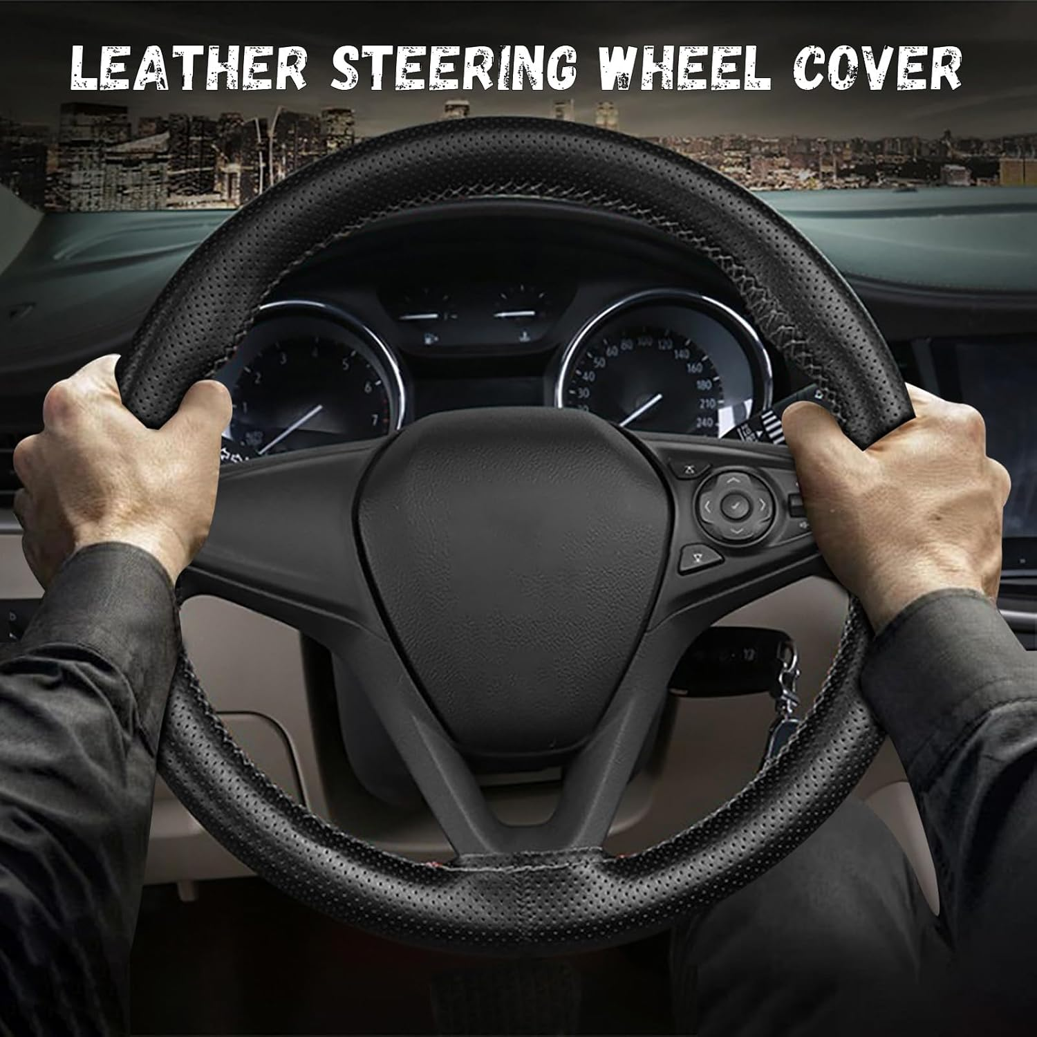 Micro Fiber Leather Steering Wheel Cover, DIY Sewing with Needle & Thread, Breathable Anti-Slip Car Steering Wheel Protector, Universal 15 Inch Auto Steering Wheel Stitch on Wrap (Coffee, Full Hole) image number 7