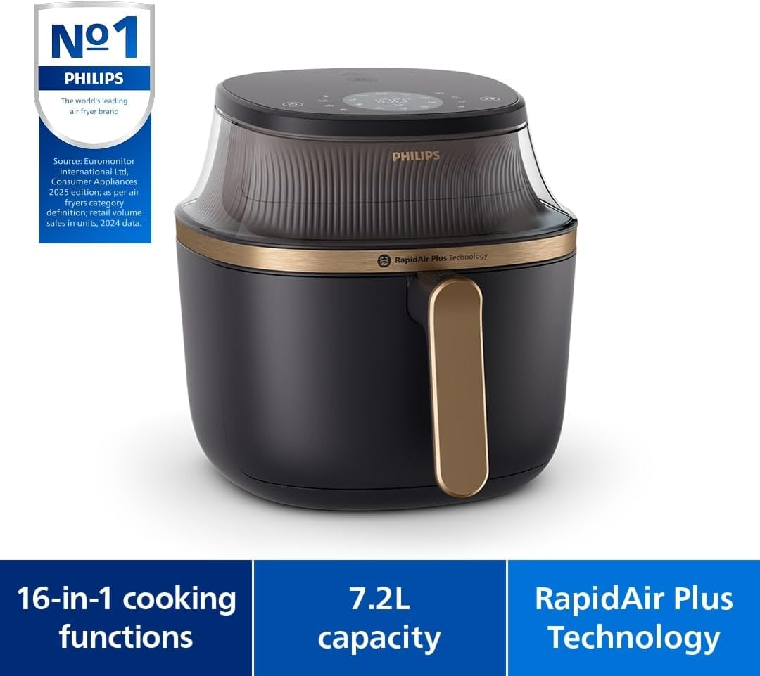 Philips Airfryer 3000 Series 7.2L, Cooking Window, 16-In-1 Airfryer, Rapidair plus Technology, Fat Removal, Homeid Recipe App, Easy to Clean (NA342/00) image number 4