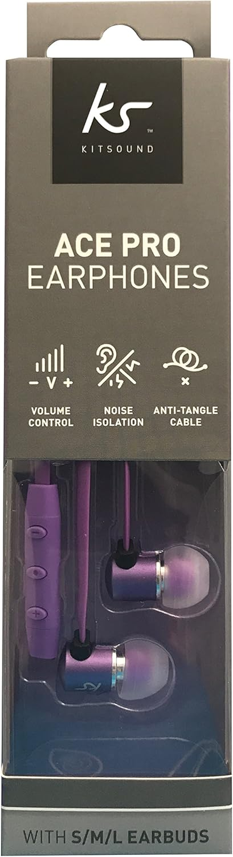 Kitsound Kit Sound Ace-Ear Headphone Microphone with Purple KSACEVCPU