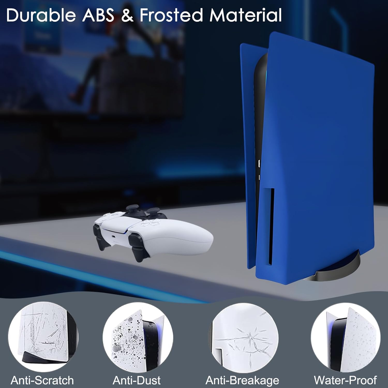 Replacement Skin Cover Shell for PS5 Digital Edition, Megadream Anti-Scratch Dustproof Protective Shell Cover Replacement Plate Shell for Sony PS5 Console Digital Edition - Blue