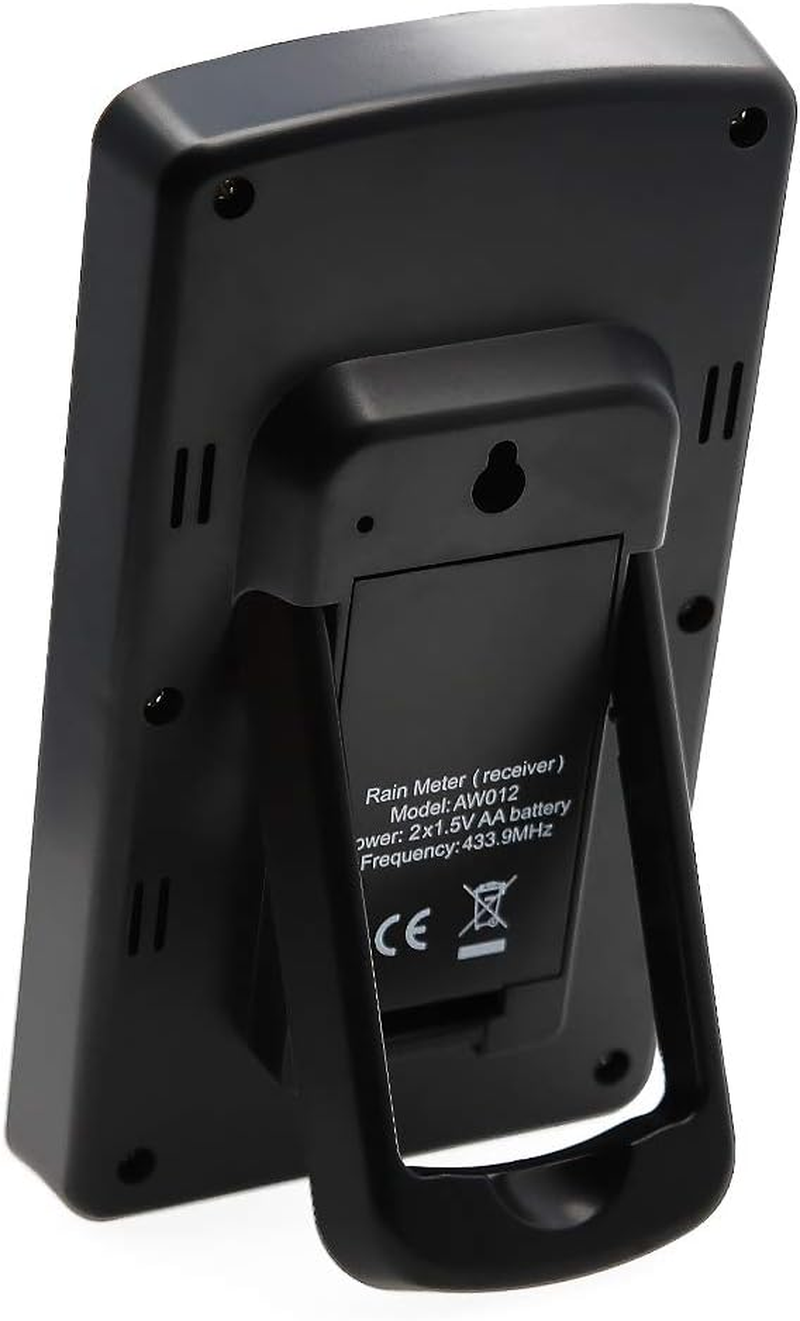 Digital Wireless Rain Gauge with RCC, Rain Weather Station Gauge Temperature Recorder, Indoor Outdoor Temperature Time Calendar Display image number 4