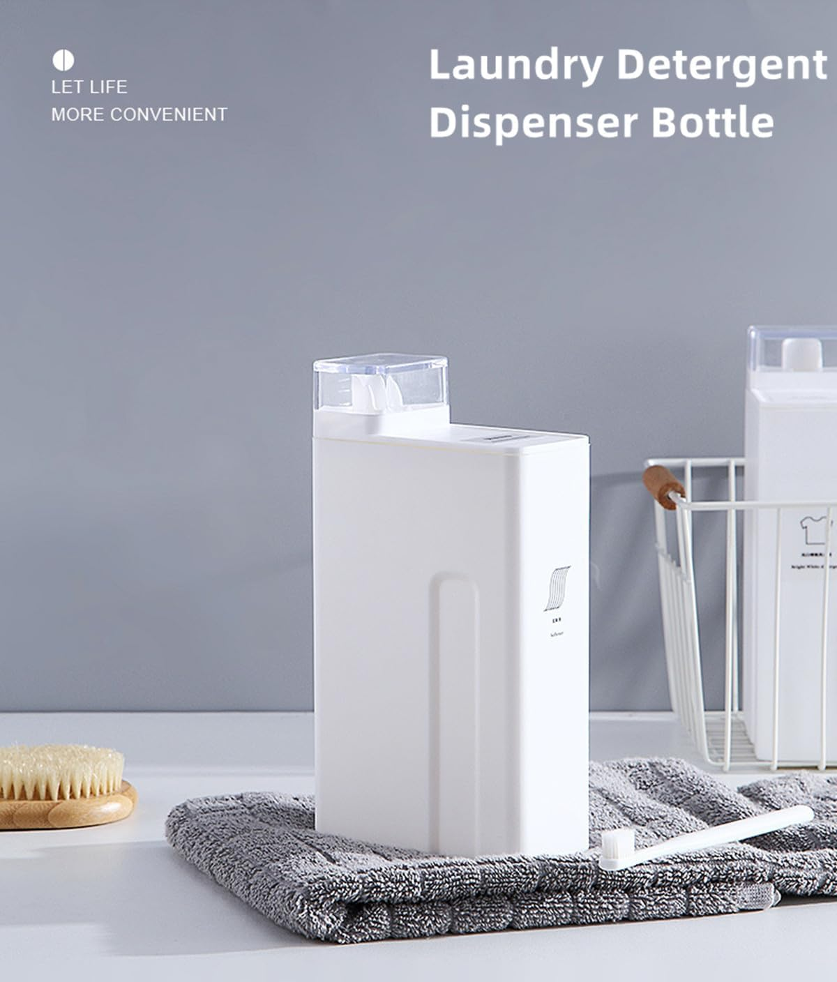 Laundry Detergent Dispenser-Soap Dispenser,Large Pump Dispenser Bottle for Kitchen, Laundry Empty Shampoo Bottles Suitable Beads, Washing Powder, 32Oz/1Liter(White) image number 5