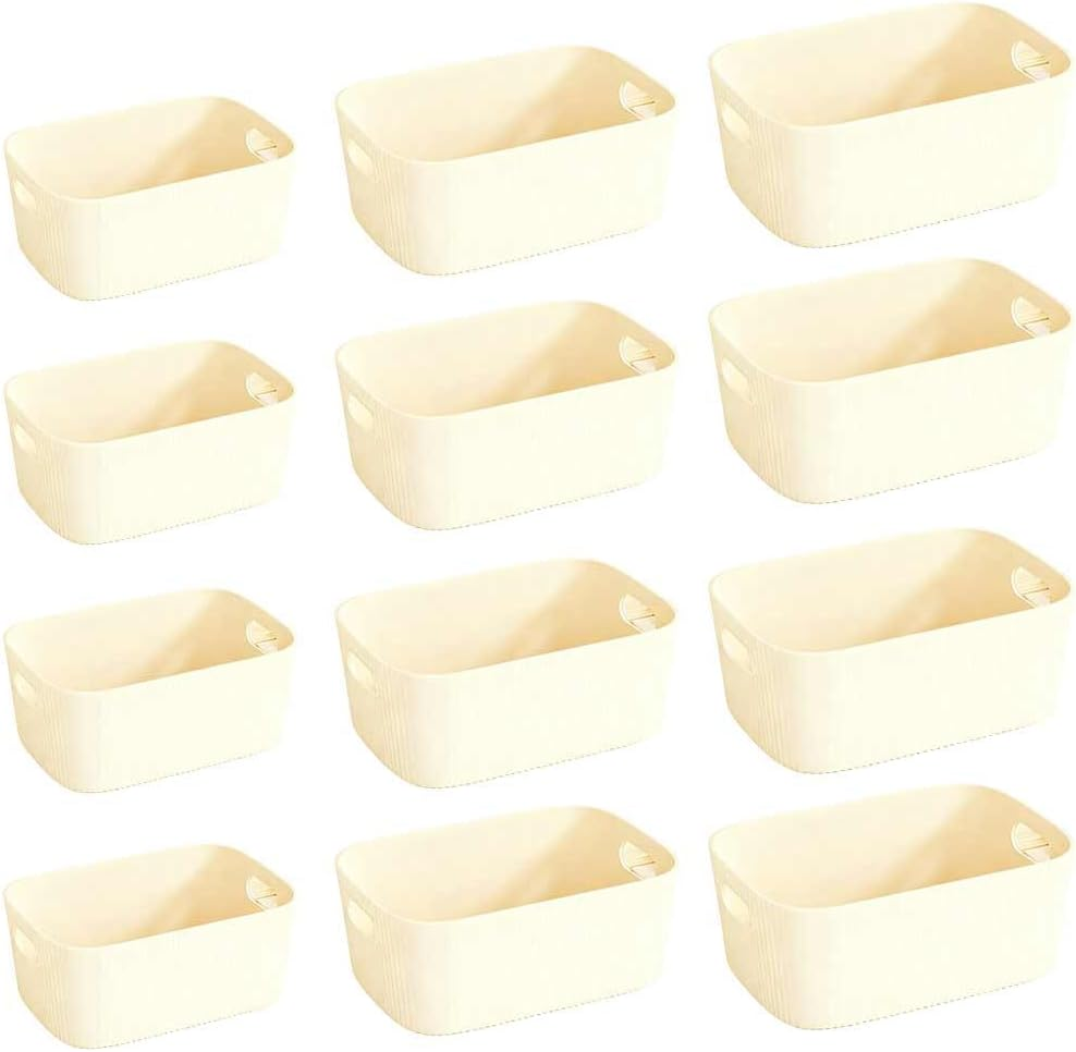 12 Pack Plastic Storage Bins Basket Toy Organizers and Storage Bins for Home Cupboard Kitchen Bathroom Office Pantry Organization image number 5