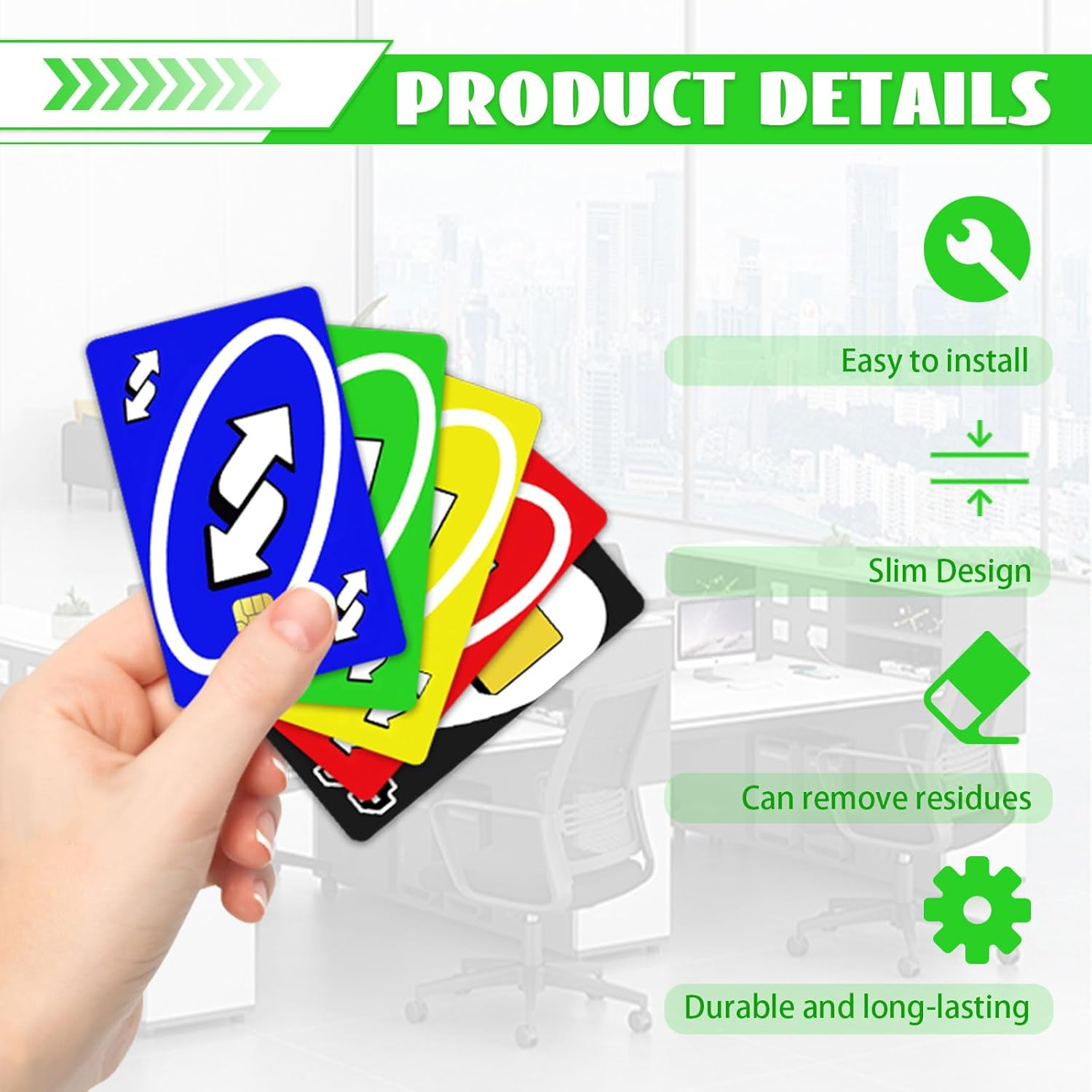 8-Piece Credit Card Skins - Detachable, Waterproof Sticker Covers for Debit Cards (Colorful) image number 5