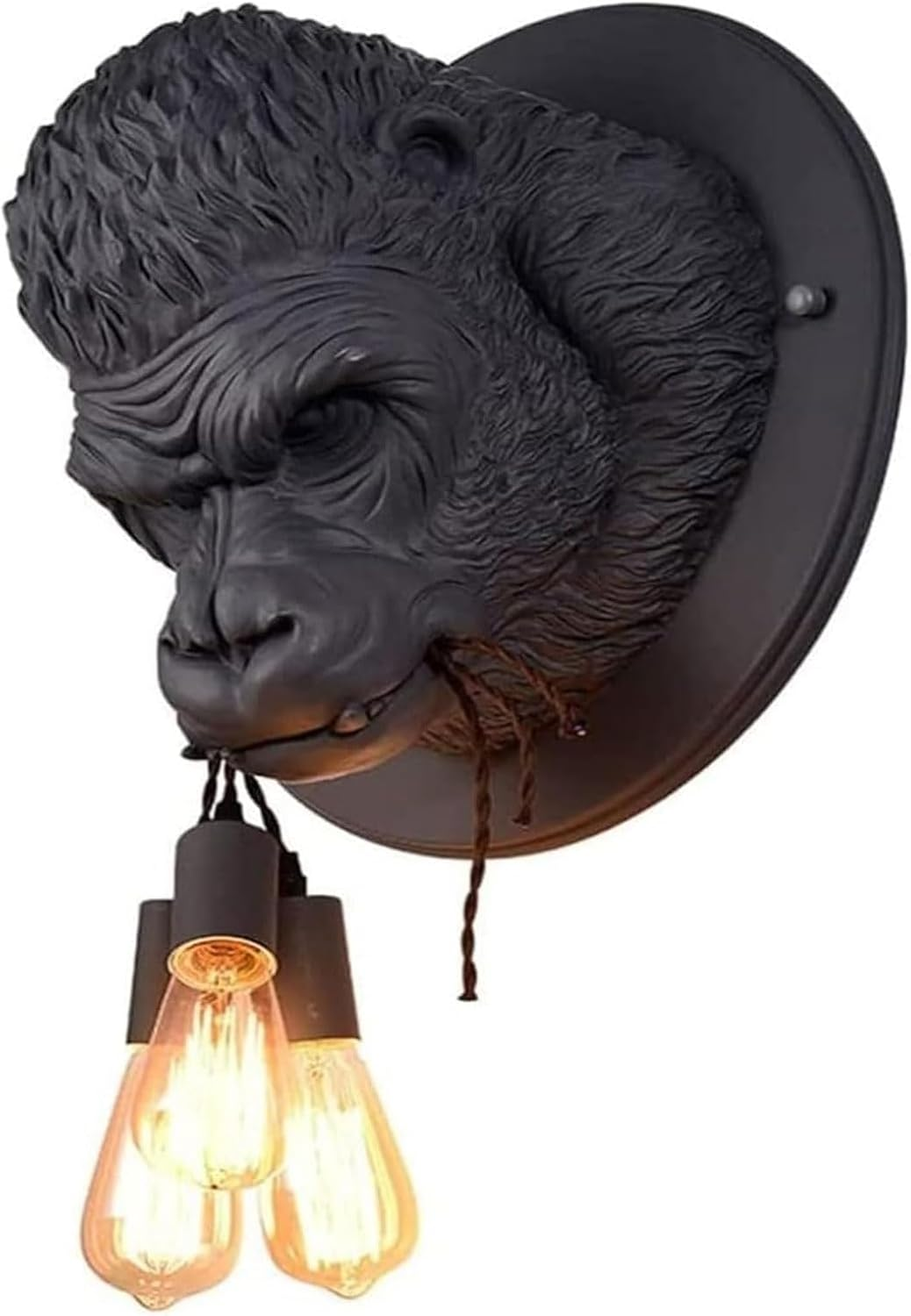 Resin Gorilla Ape Wall Lamps Light Wall Lamp E27 Base Lamp Wall Light Fixtures Modern Creative 3 Light Animal Wall Sconce Wall Lighting image number 2
