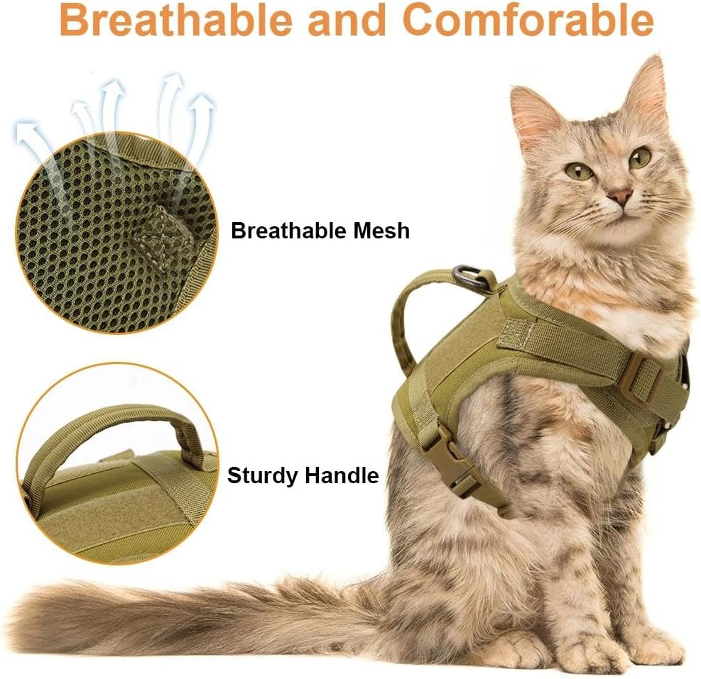 Adjustable Military Tactical Small Cat and Dog Harness Durable Nylon Small Cat and Dog Harness Chihuahua Pug Training Camping Harness,Rose image number 3