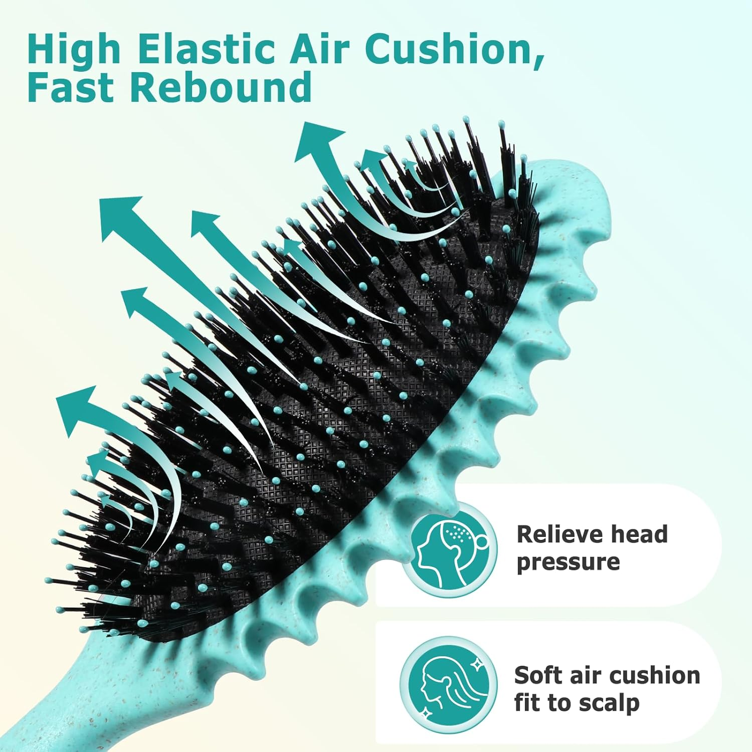 Vinabo Hair Brush, Hair Brush without Pulling, Detangling Brush, Suitable for Curls & Long Hair Hair Hair Brush for Wet and Dry Hair, Detangling Massage Brush image number 4