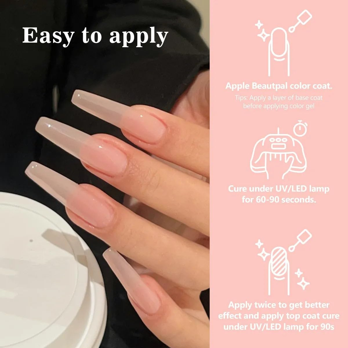 ADHERE 11Pcs Nude-Pink Kit with Nail Brush, UV LED Gel Nail Polish, Soak off Nail Varnish Gel Polish for Manicure Salon DIY Design at Home