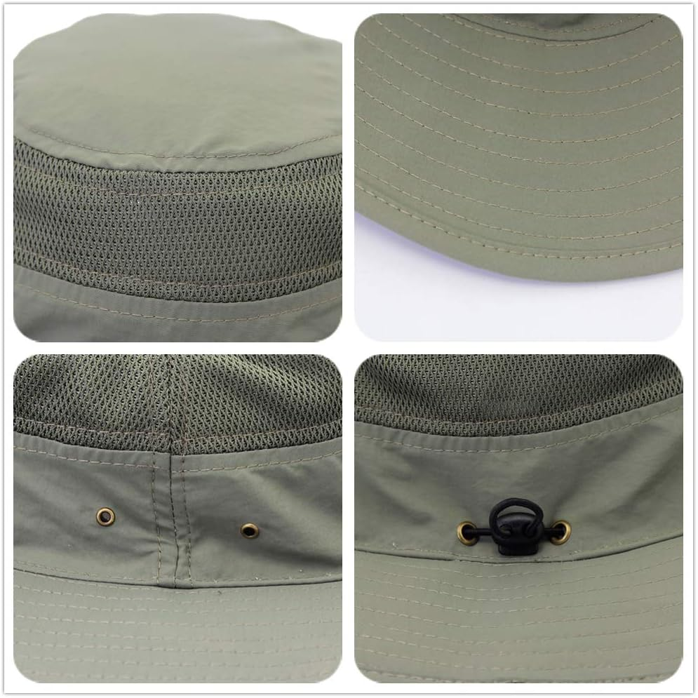 Croch Sun Hat for Men and Women UV Protection Breathable Fishing Hat for Hiking, Camping,Travel, Fishing 60CM - Dark Khaki image number 2