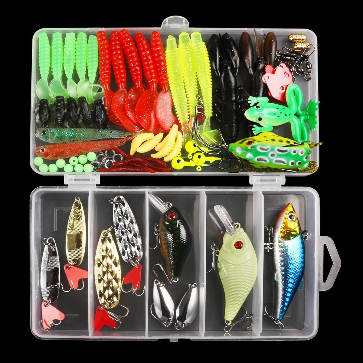 94Pcs NUZAMAS Fishing Lure Kit Bait Tackle Kit Fishing Accessories Tackle Tool Box for Fly Fishing Wet Flies Bass Trout Salmon Freshwater and Saltwater